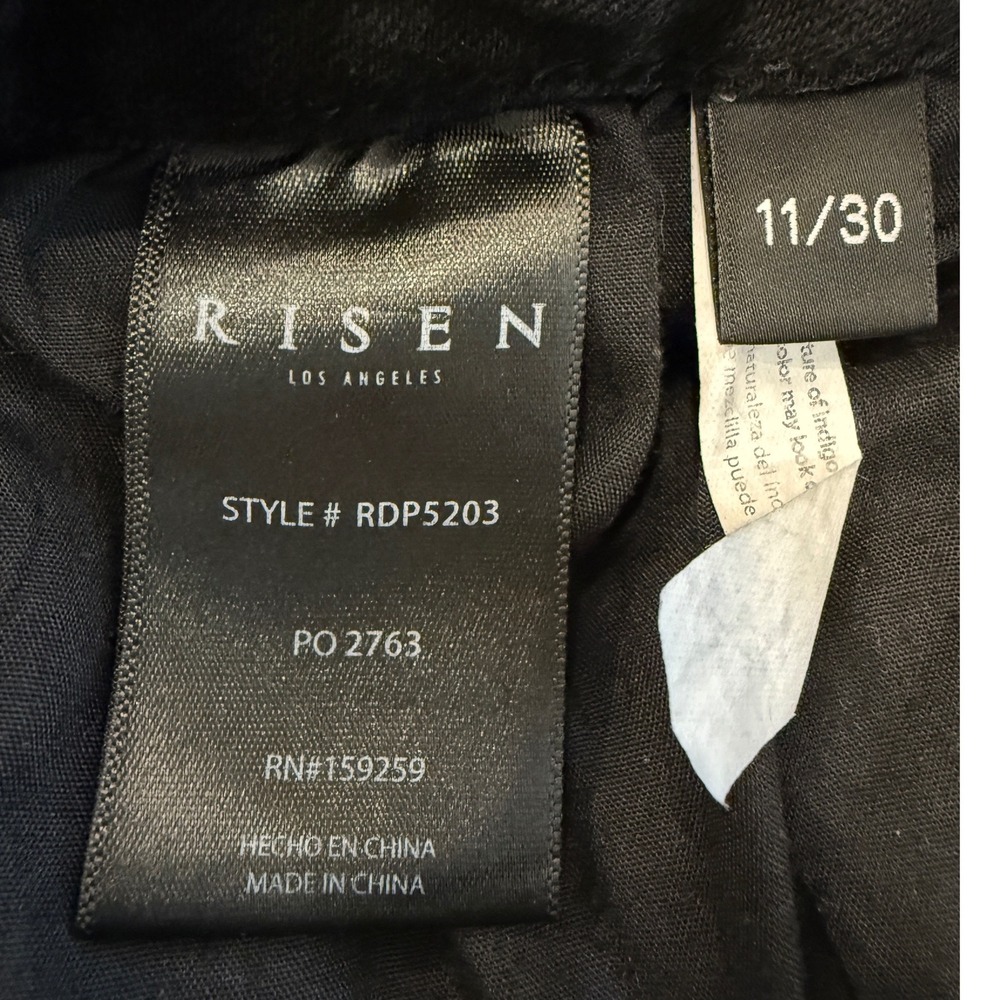 Risen Jeans 11/30 Dark‎ Wash Raw Hem High Rise Crop Straight leg Denim - Picture 7 of 7